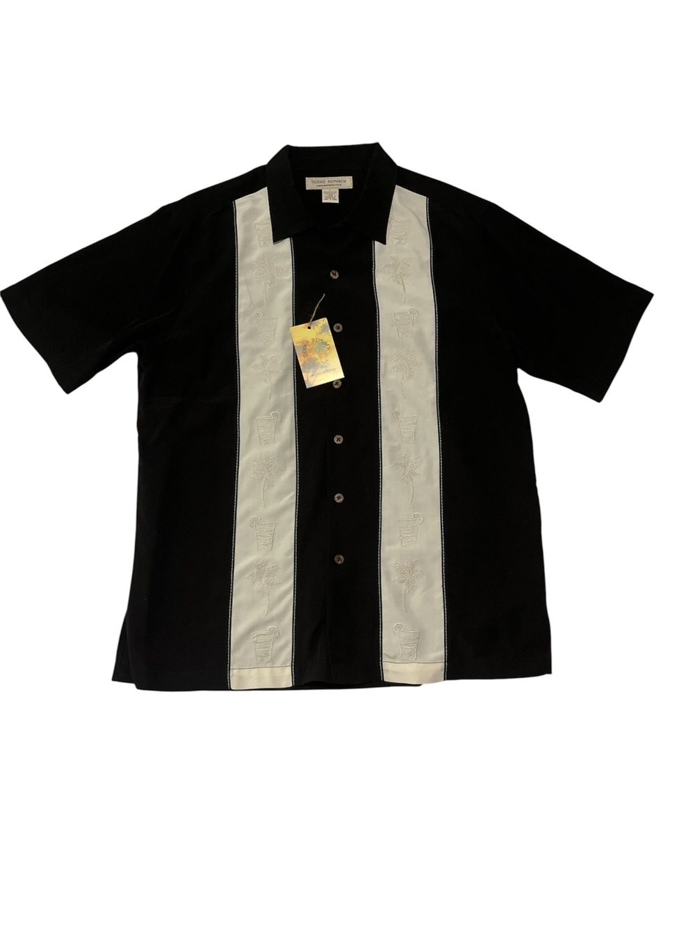 Island Republic Retro Bowling Shirt Men’s LG Button Down Guayabera Style Resort